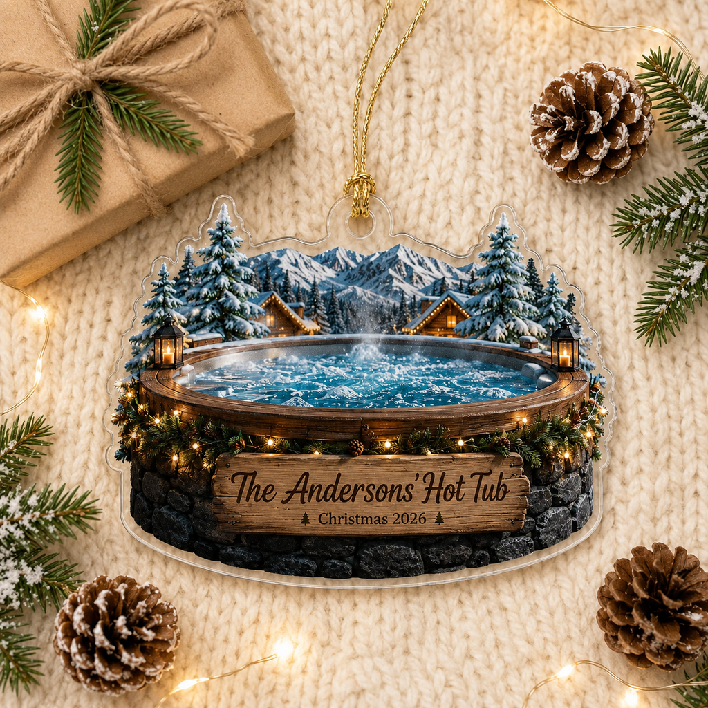 2D Flat Personalized Hot Tub Christmas Ornament Custom Name 2D Flat Acrylic Spa Holiday Keepsake 2026