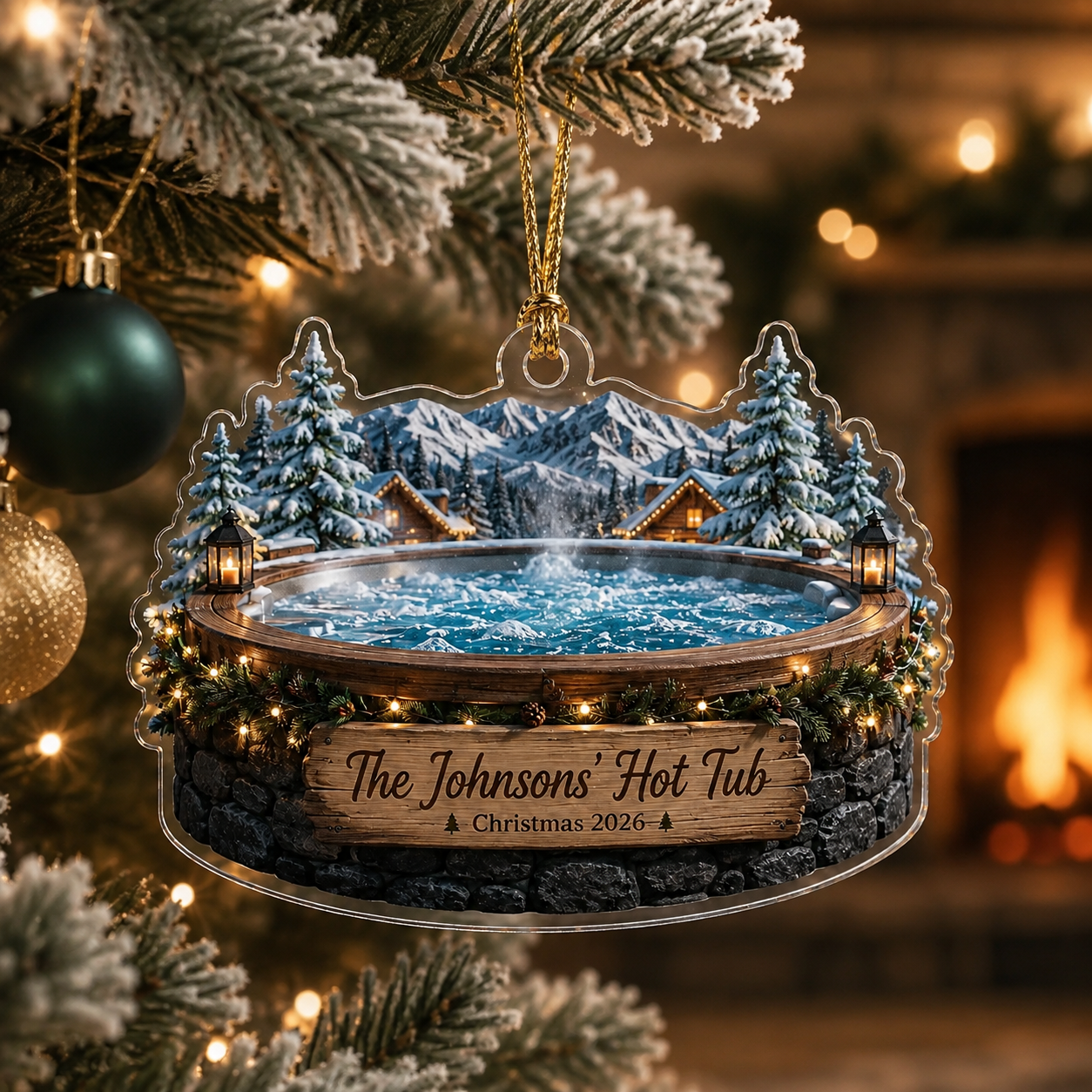 2D Flat Personalized Hot Tub Christmas Ornament Custom Name 2D Flat Acrylic Spa Holiday Keepsake 2026
