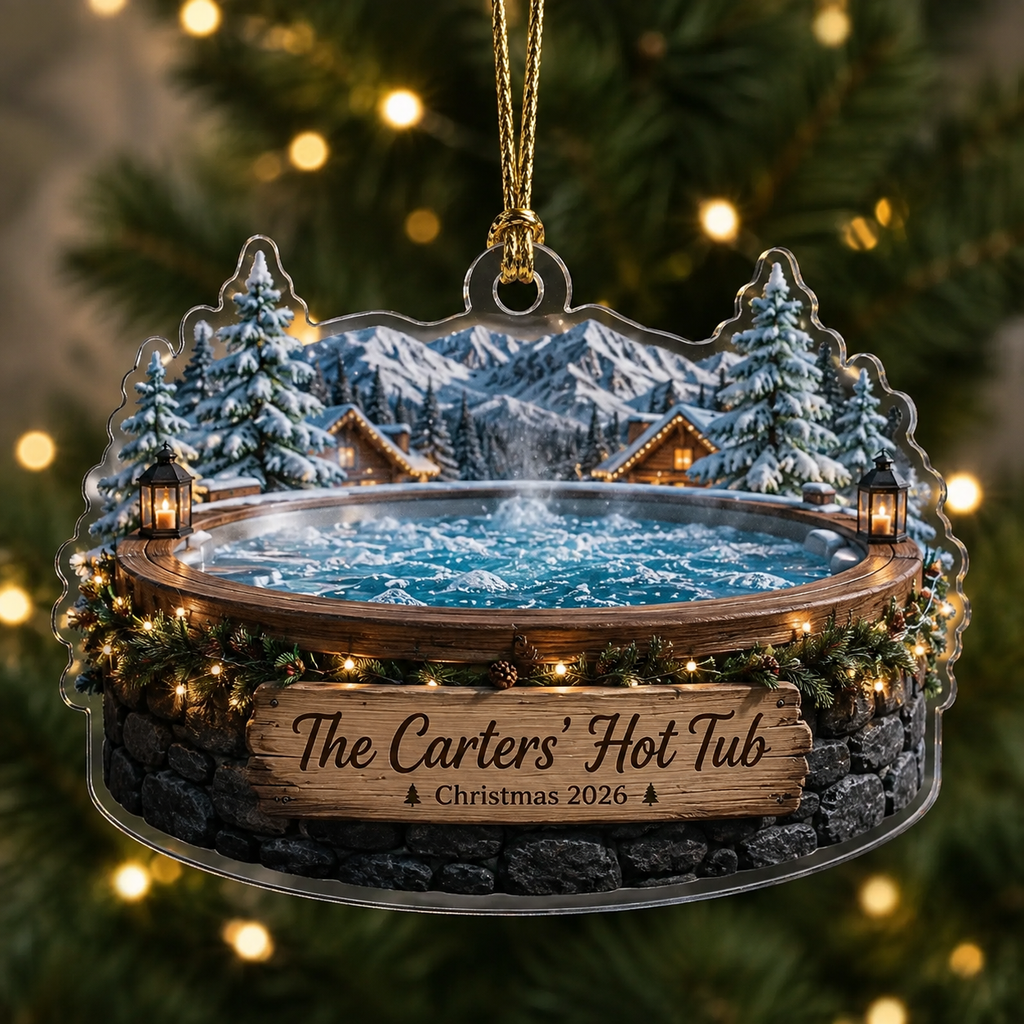 2D Flat Personalized Hot Tub Christmas Ornament Custom Name 2D Flat Acrylic Spa Holiday Keepsake 2026
