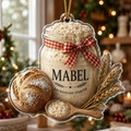 Personalized Sourdough Starter Ornament, Custom Bread Baker Gift, Sourdough Bread Loaf Keepsake,Foodie Christmas Decor, Kitchen Holiday Gift