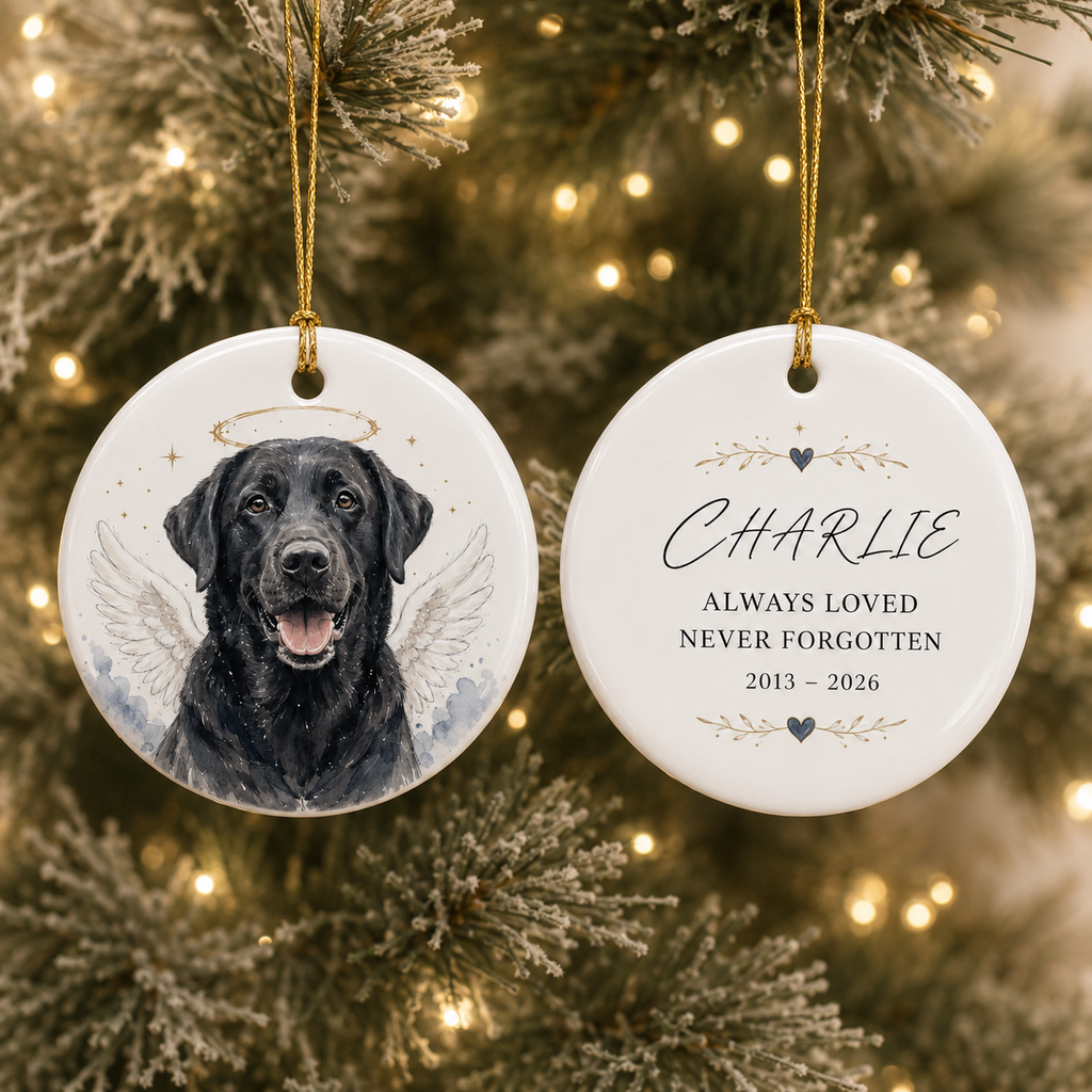 Personalized Pet Memorial Ceramic Ornament, Pet Memorial Gift, Dog Lover Gift, Pet Christmas Decor