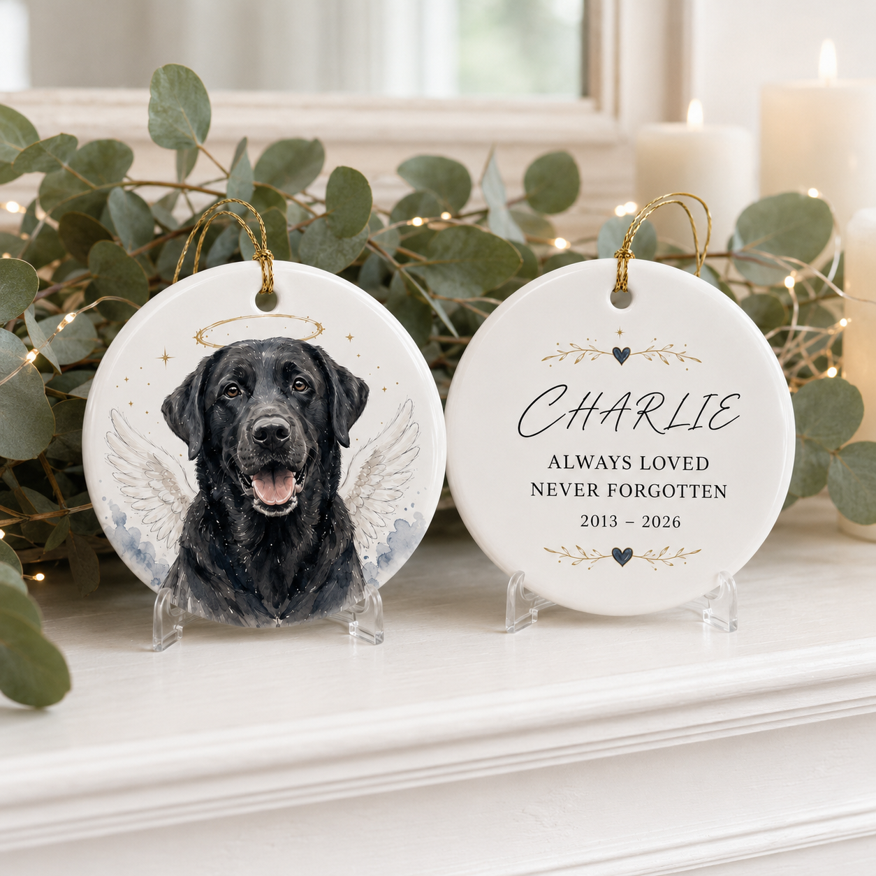 Personalized Pet Memorial Ceramic Ornament, Pet Memorial Gift, Dog Lover Gift, Pet Christmas Decor