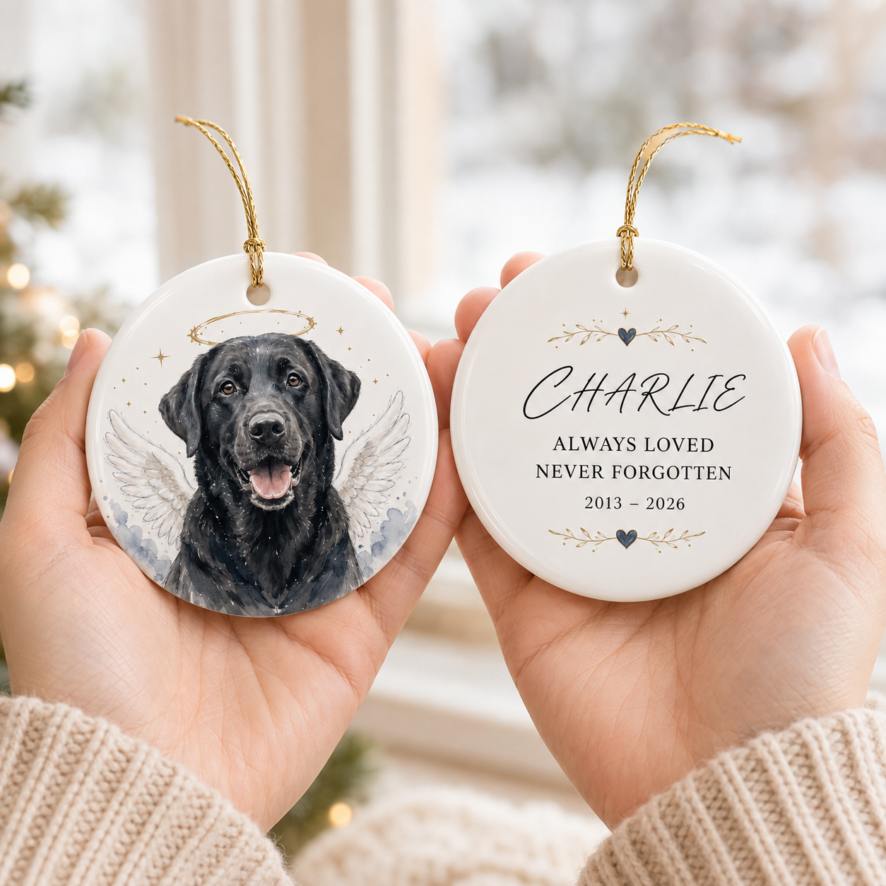 Personalized Pet Memorial Ceramic Ornament, Pet Memorial Gift, Dog Lover Gift, Pet Christmas Decor
