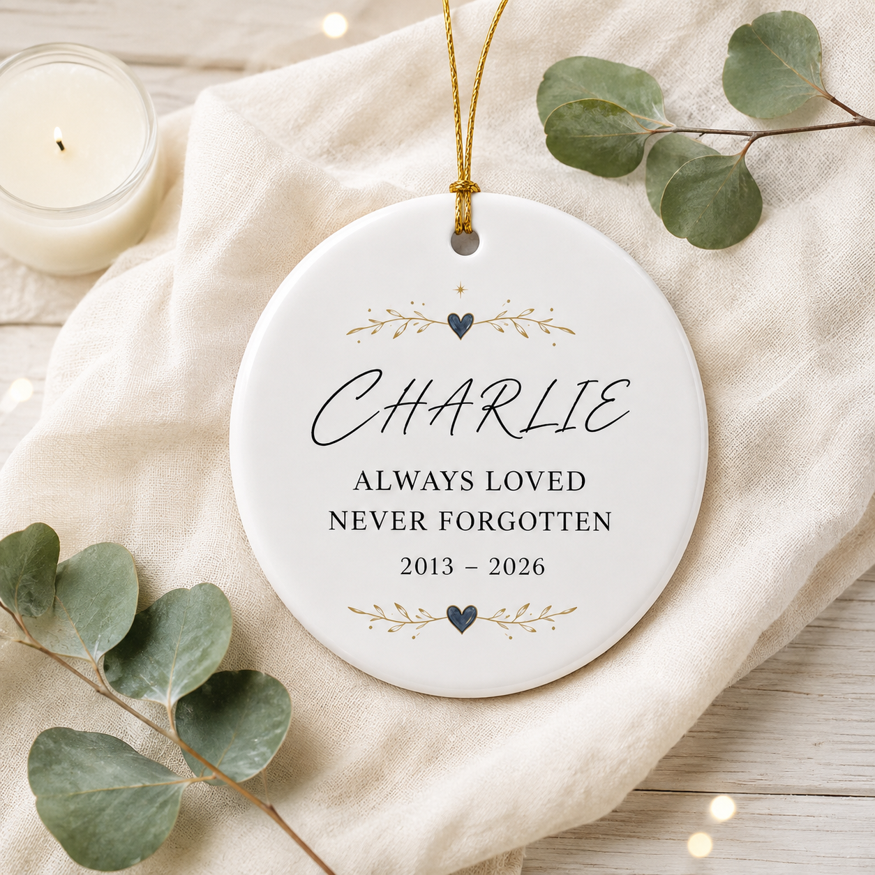Personalized Pet Memorial Ceramic Ornament, Pet Memorial Gift, Dog Lover Gift, Pet Christmas Decor