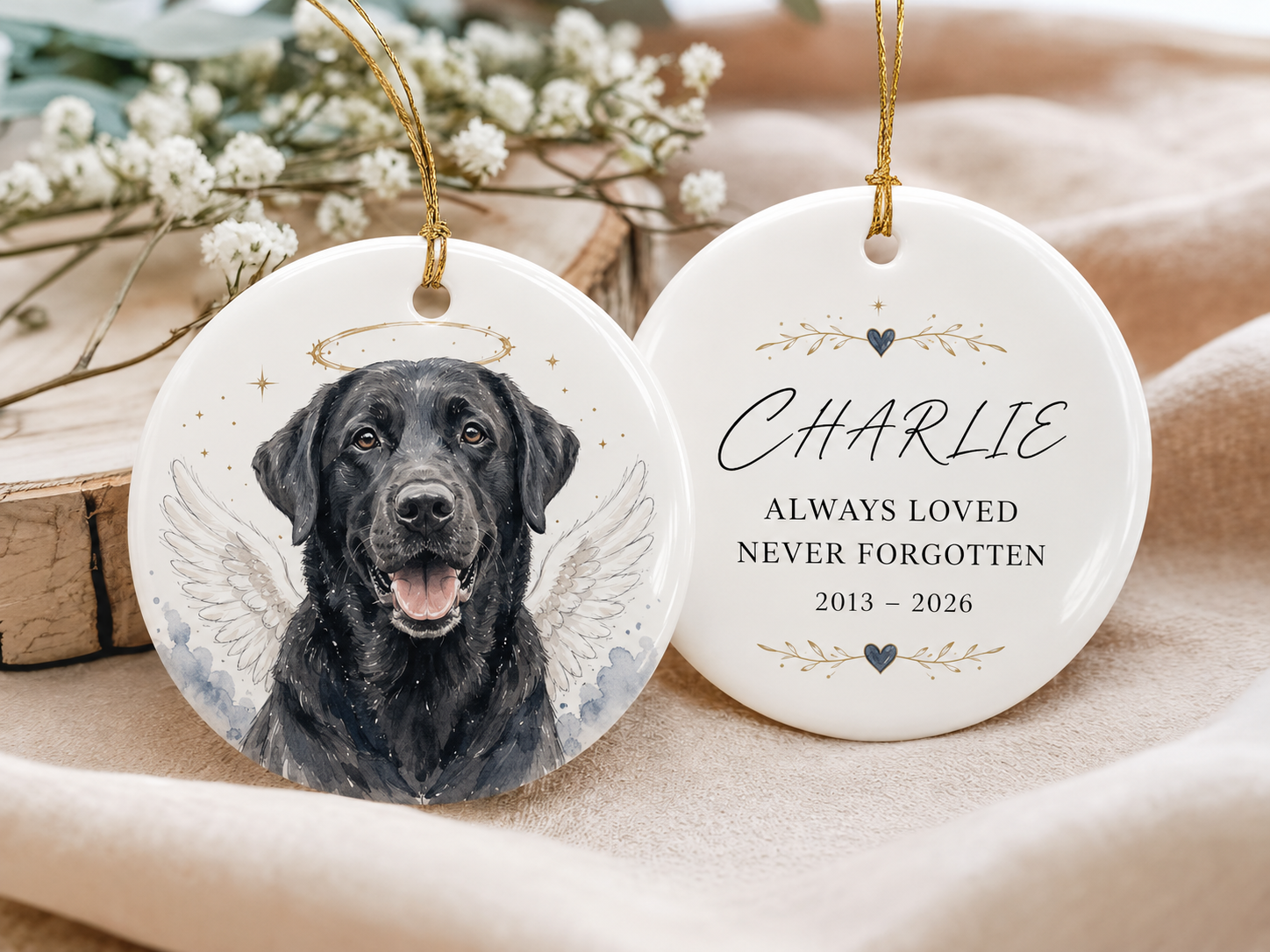 Personalized Pet Memorial Ceramic Ornament, Pet Memorial Gift, Dog Lover Gift, Pet Christmas Decor
