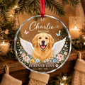 Personalized Pet Memorial Glass Ornament, Custom Dog Portrait Christmas Keepsake, Forever Loved Christmas Keepsake