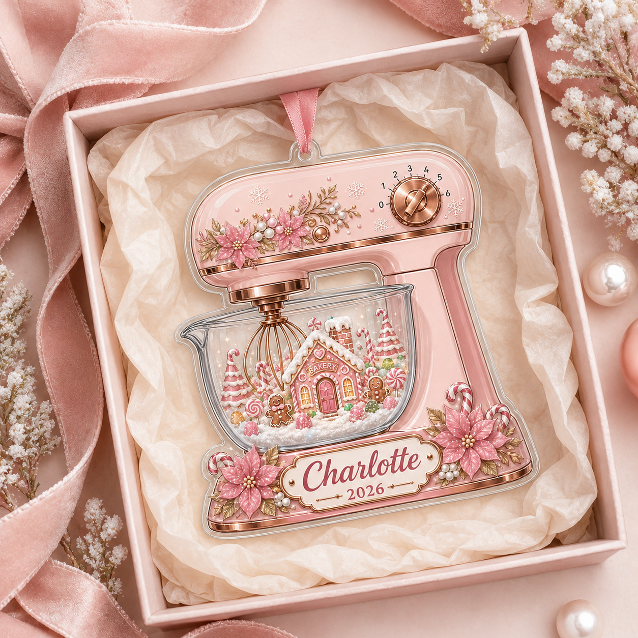 2D Flat Personalized Christmas Stand Mixer Acrylic Ornament – Custom Name & Year Baking Keepsake (Copy)