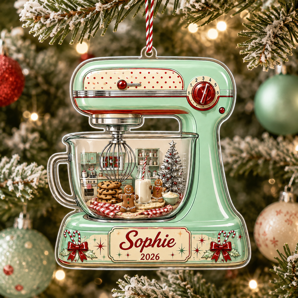 Personalized Kitchen Mixer Ornament – Custom Name & Year Gingerbread Christmas Keepsake