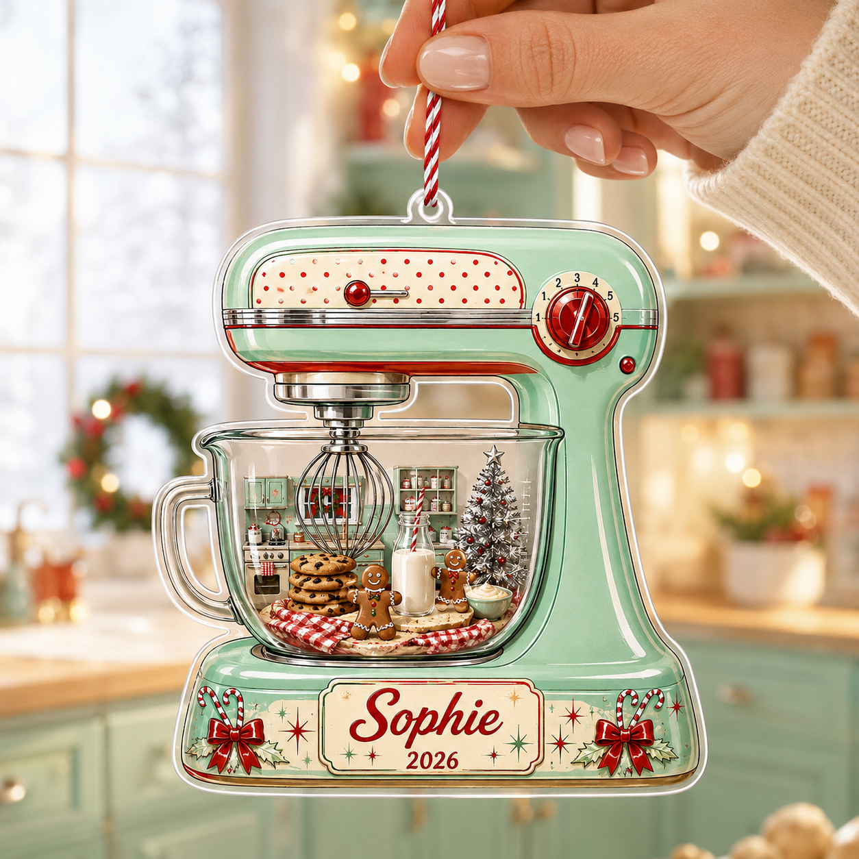 Personalized Kitchen Mixer Ornament – Custom Name & Year Gingerbread Christmas Keepsake