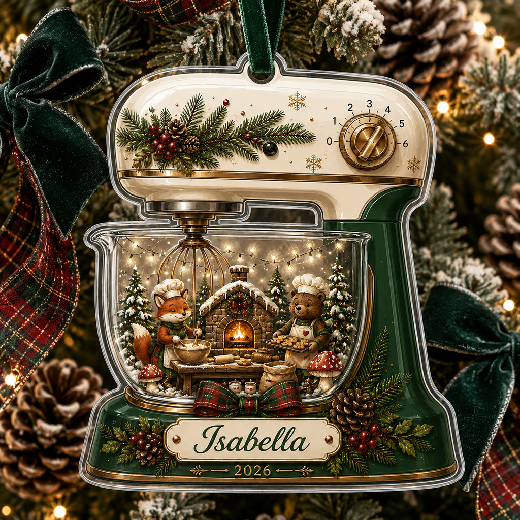 2D Flat Custom Kitchen Mixer Ornament – Custom Name & Year Gingerbread Christmas Keepsake