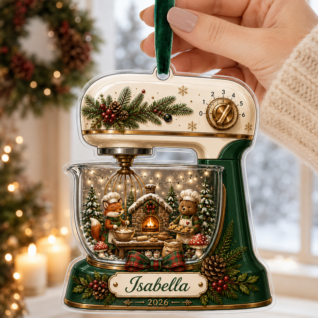 2D Flat Custom Kitchen Mixer Ornament – Custom Name & Year Gingerbread Christmas Keepsake
