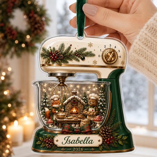 2D Flat Custom Kitchen Mixer Ornament – Custom Name & Year Gingerbread Christmas Keepsake