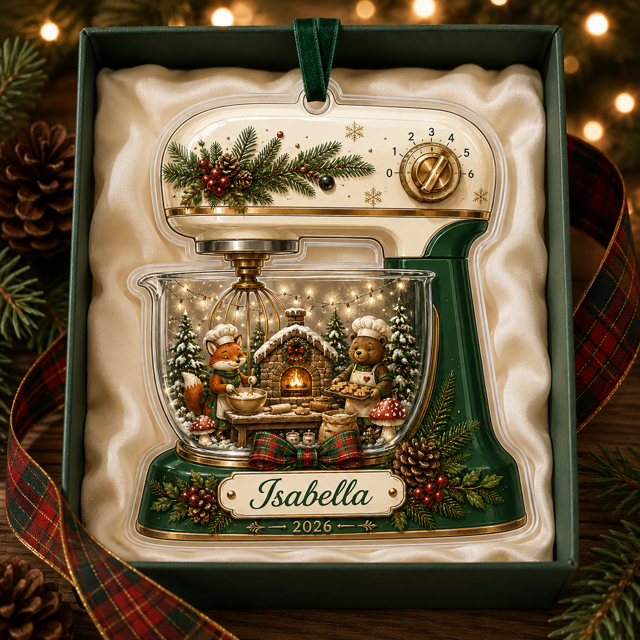 2D Flat Custom Kitchen Mixer Ornament – Custom Name & Year Gingerbread Christmas Keepsake