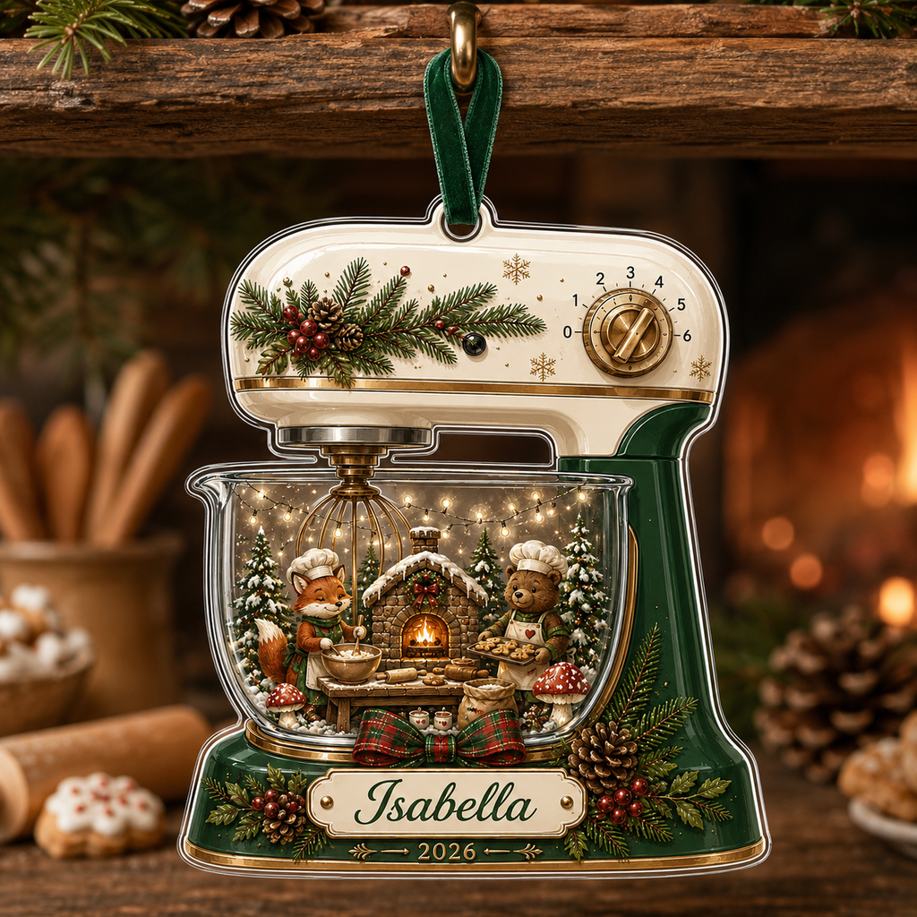 2D Flat Custom Kitchen Mixer Ornament – Custom Name & Year Gingerbread Christmas Keepsake