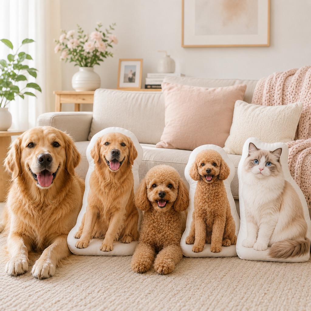 Personalized Pet Photo Pillow, Custom Dog Cat Pillow, Shaped Plush Cushion, Gift for Pet Lovers