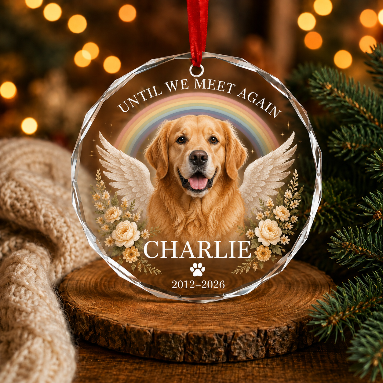Personalized Pet Memorial Glass Ornament, Pet Memorial Gift, Dog Lover Gift, Pet Christmas Decor