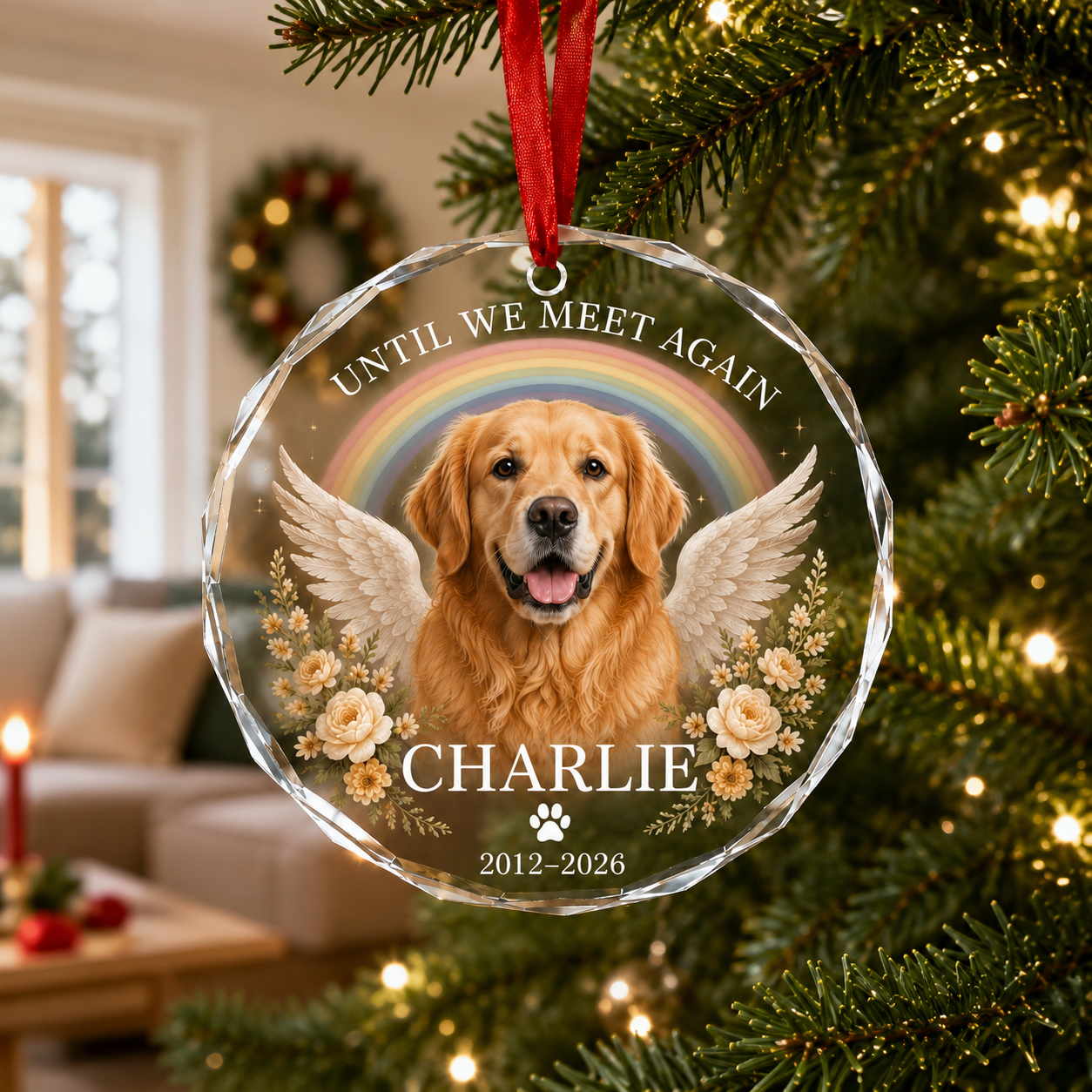 Personalized Pet Memorial Glass Ornament, Pet Memorial Gift, Dog Lover Gift, Pet Christmas Decor