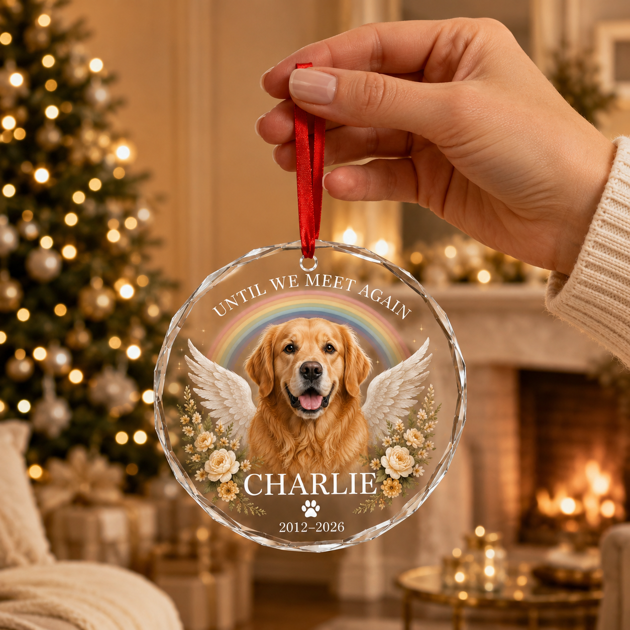 Personalized Pet Memorial Glass Ornament, Pet Memorial Gift, Dog Lover Gift, Pet Christmas Decor