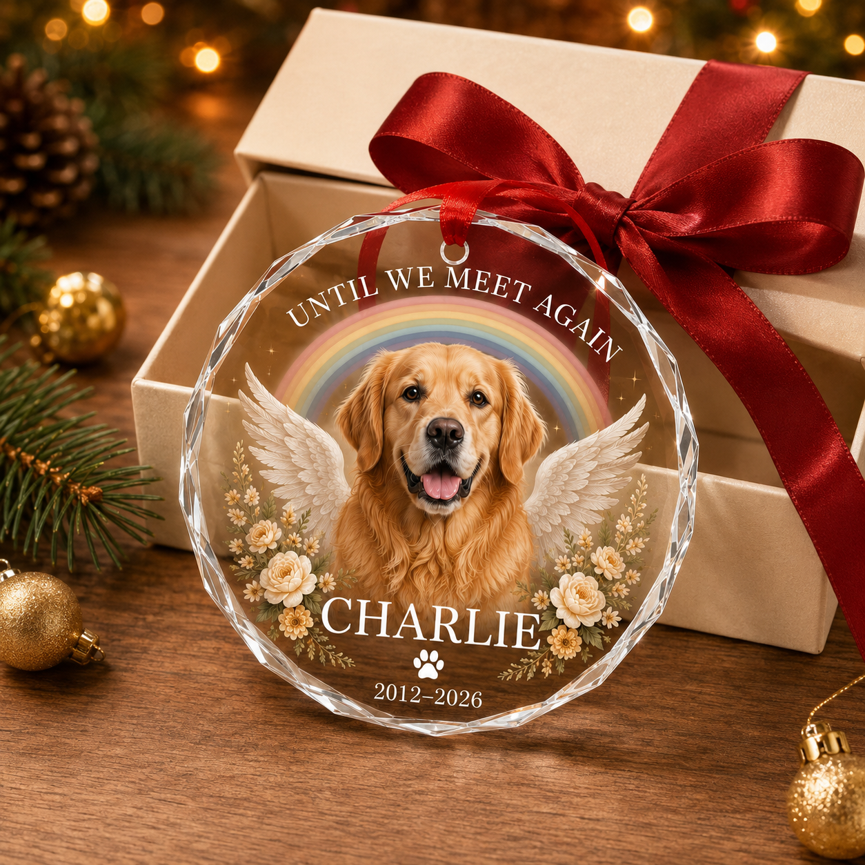 Personalized Pet Memorial Glass Ornament, Pet Memorial Gift, Dog Lover Gift, Pet Christmas Decor