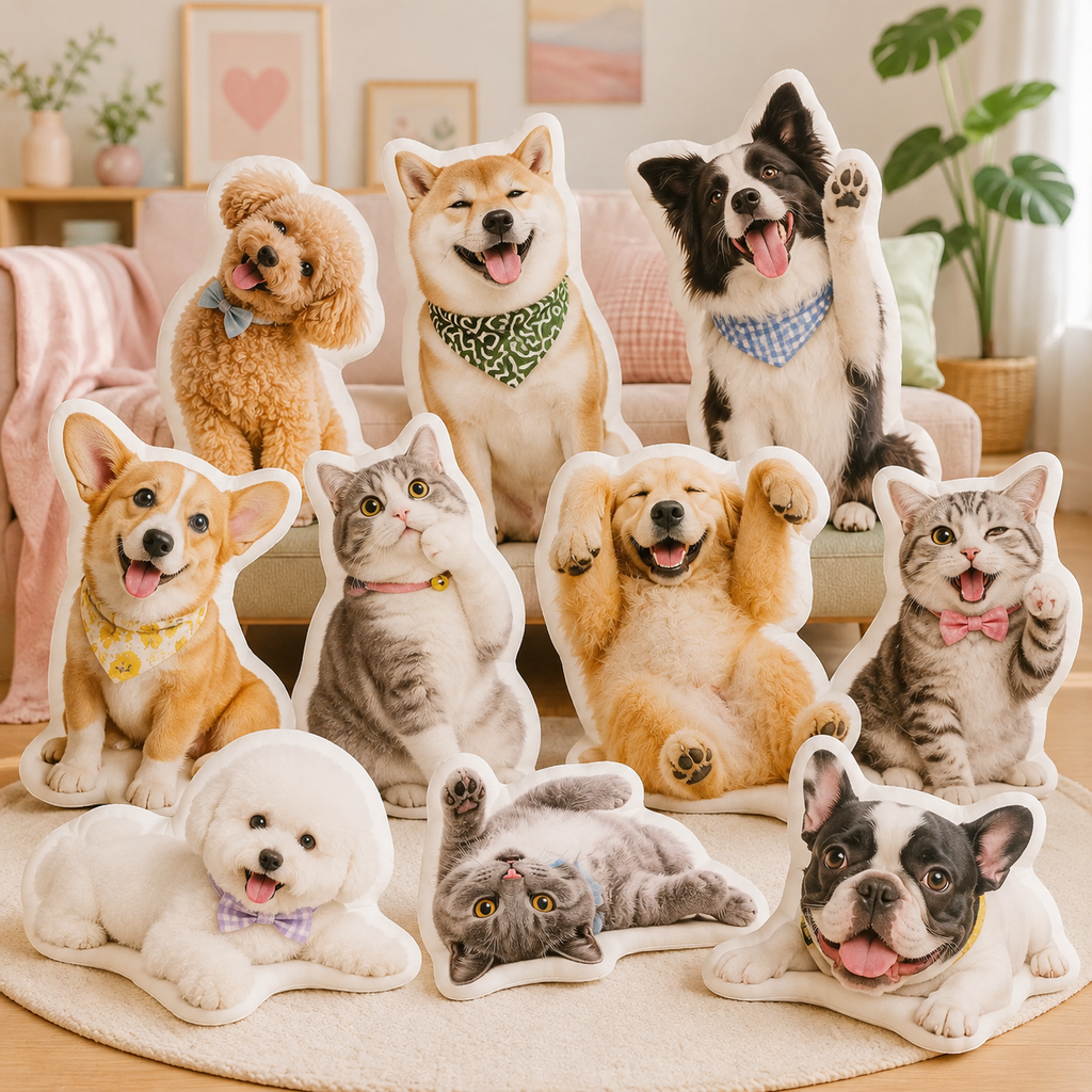 Personalized Pet Shaped Pillow, Dog or Cat 3D Photo Pillow, Pet Lover Gift, Home Decor Accent
