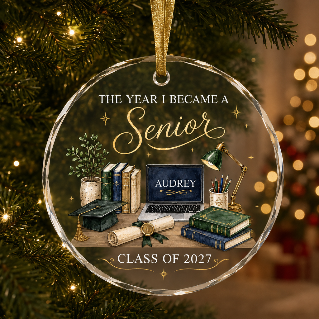 Personalized Senior Ornament, Senior Year Ornament, High School Graduation Gift For Senior, Class of 2027, College Senior Christmas Ornament