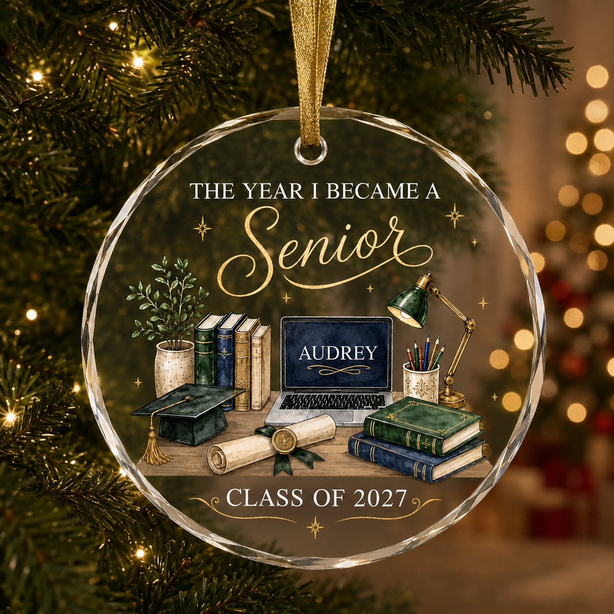 Personalized Senior Ornament, Senior Year Ornament, High School Graduation Gift For Senior, Class of 2027, College Senior Christmas Ornament