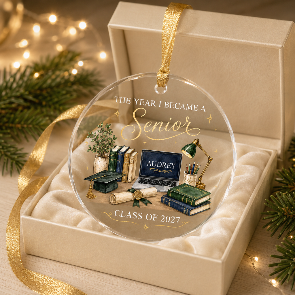 Personalized Senior Ornament, Senior Year Ornament, High School Graduation Gift For Senior, Class of 2027, College Senior Christmas Ornament