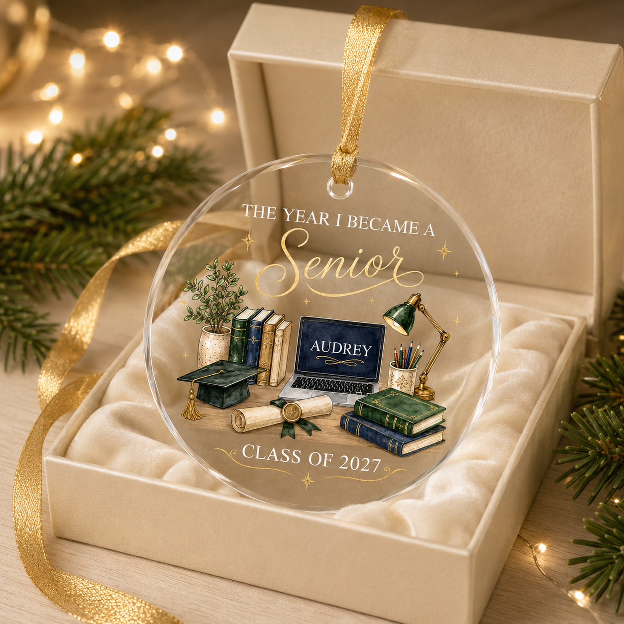 Personalized Senior Ornament, Senior Year Ornament, High School Graduation Gift For Senior, Class of 2027, College Senior Christmas Ornament