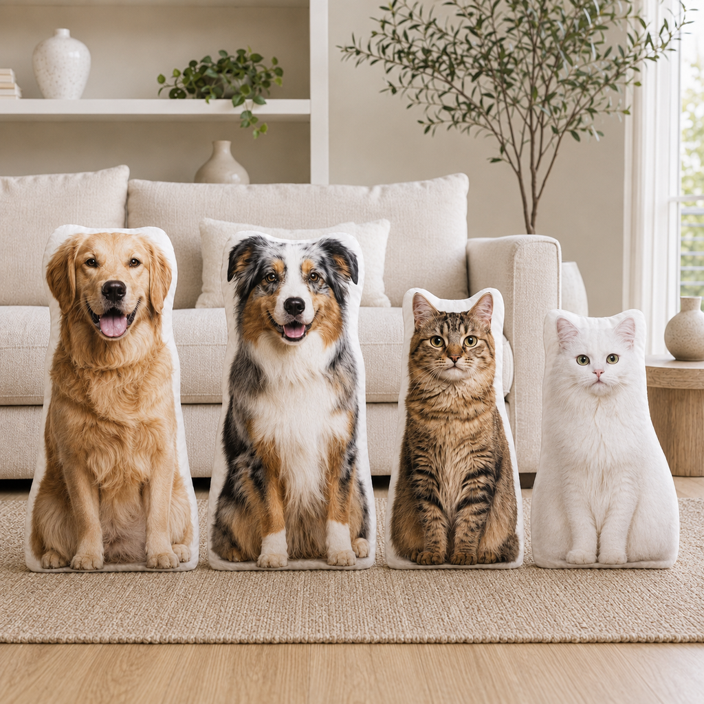 Custom Pet Shaped Pillow, Dog or Cat 3D Photo Pillow, Pet Lover Gift, Home Decor Accent