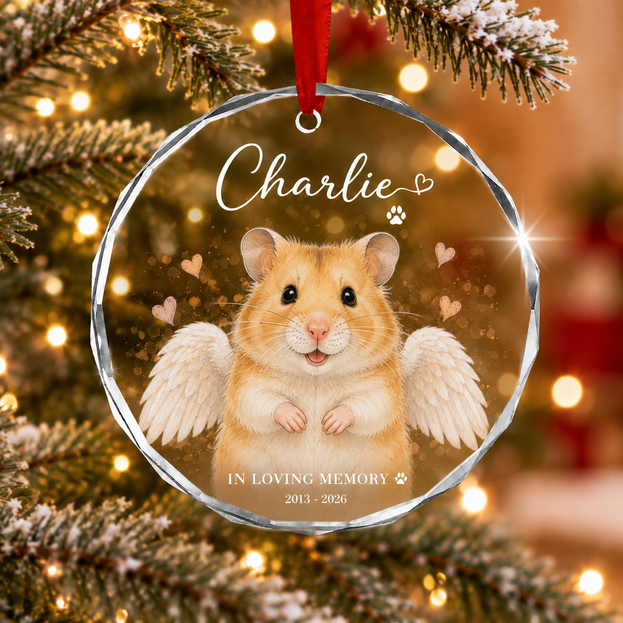Personalized Pet Memorial Glass Ornament, Custom Dog Portrait Christmas Keepsake, In Loving Memory Christmas Keepsake