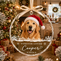 Personalized Dog Christmas Glass Ornament, Custom Pet Photo Holiday Keepsake, Pet Memorial Gift, Dog Lover Gift, Pet Christmas Decor