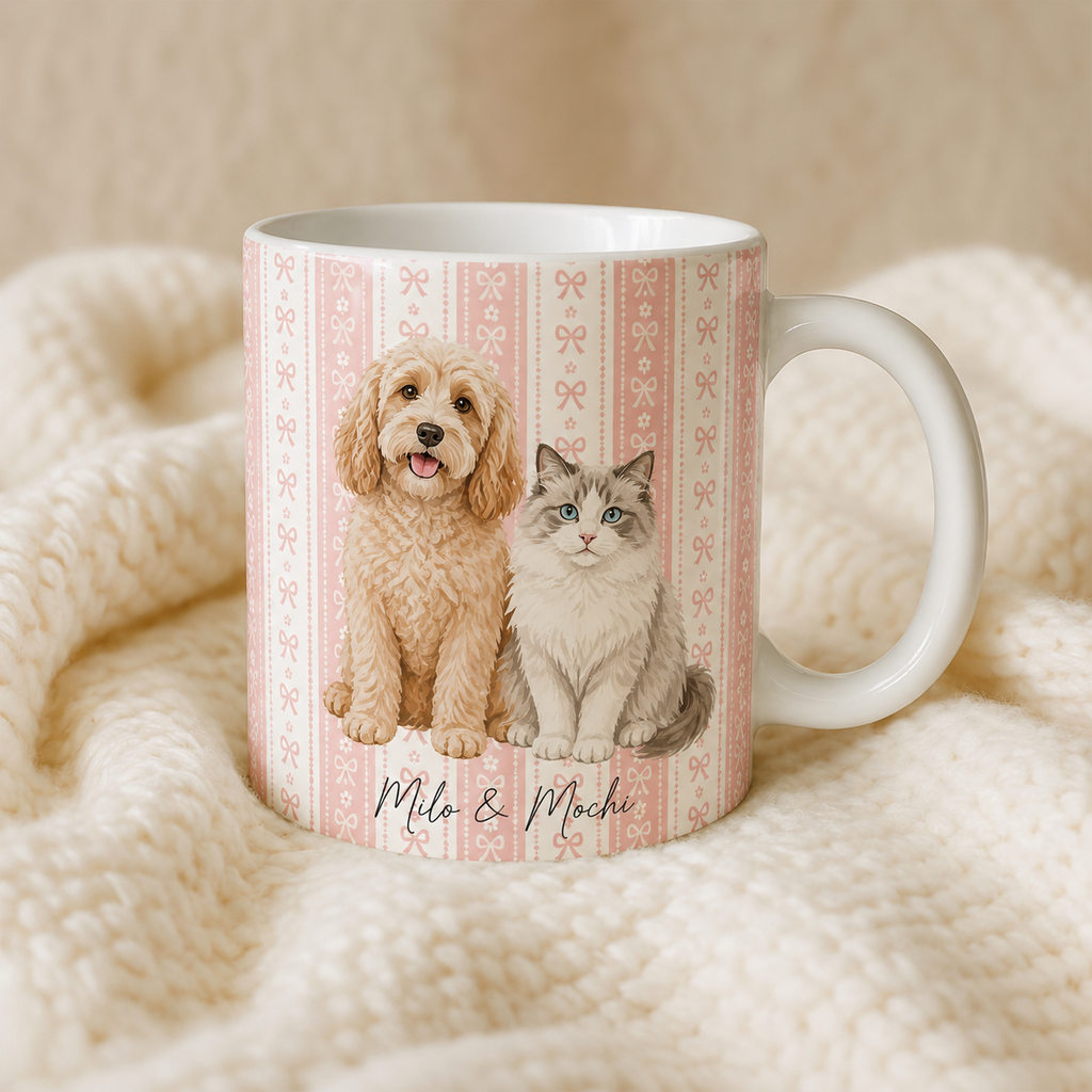 Personalized Pet Portrait Mug, Custom Pet Mug, Dog Mom Gifts, Cat Mom Gift, Pet Memorial Keepsake, Pet Lover Gifts