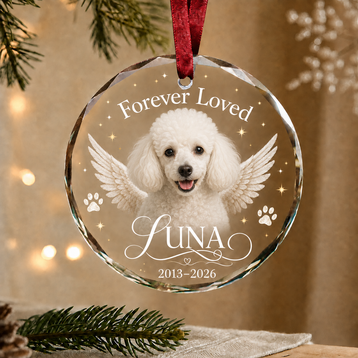Personalized Pet Memorial Glass Ornament, Custom Dog Portrait Christmas Keepsake, Dog Retriever Ornaments, Loss of Cat, Pet Memorial Gifts