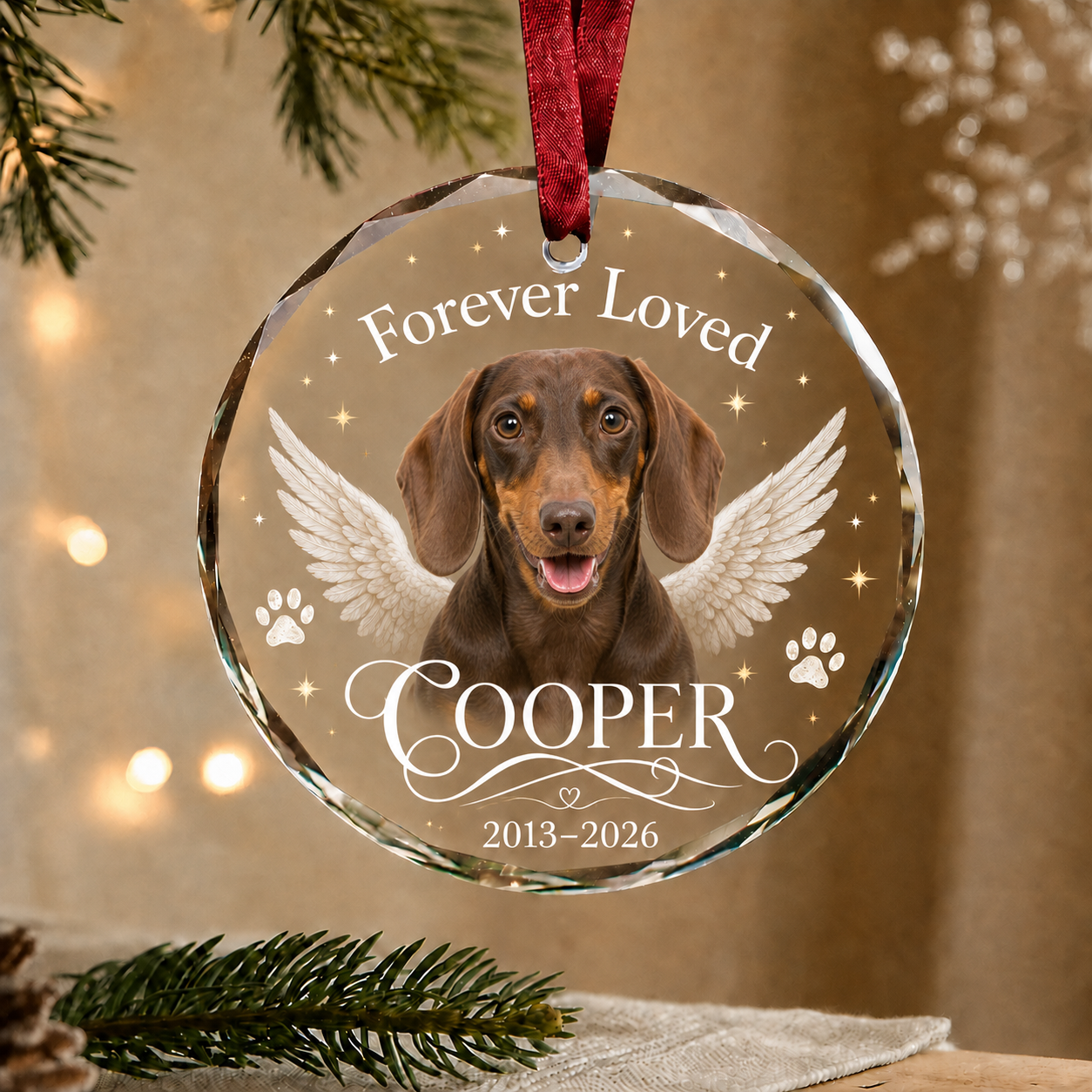 Personalized Pet Memorial Glass Ornament, Custom Dog Portrait Christmas Keepsake, Dog Retriever Ornaments, Loss of Cat, Pet Memorial Gifts