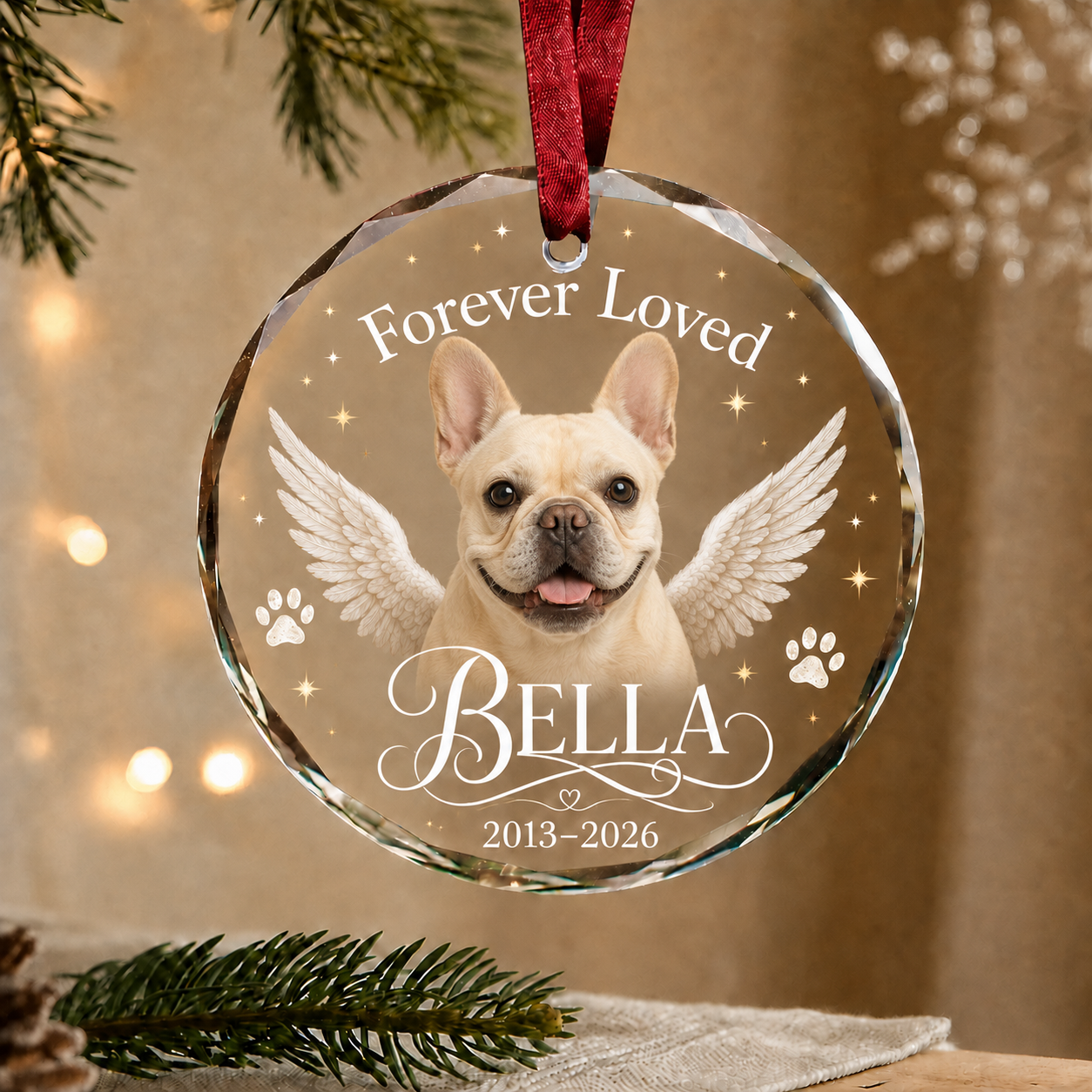 Personalized Pet Memorial Glass Ornament, Custom Dog Portrait Christmas Keepsake, Dog Retriever Ornaments, Loss of Cat, Pet Memorial Gifts