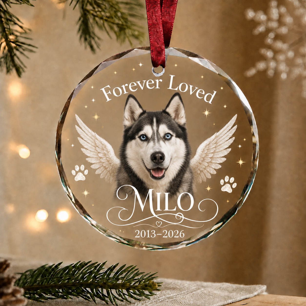 Personalized Pet Memorial Glass Ornament, Custom Dog Portrait Christmas Keepsake, Dog Retriever Ornaments, Loss of Cat, Pet Memorial Gifts