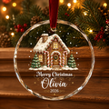 Personalized Gingerbread House Glass Ornament – Custom Name & Year Christmas Keepsake