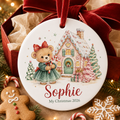 Personalized Girl Christmas Ornament, Custom Name Teddy Bear Ceramic Ornament, Gingerbread House Christmas Keepsake 2026
