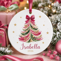 Personalized Christmas Tree Ornament, Custom Name Red Bow Coquette Ceramic Ornament, Girl Christmas Keepsake Gift 2026