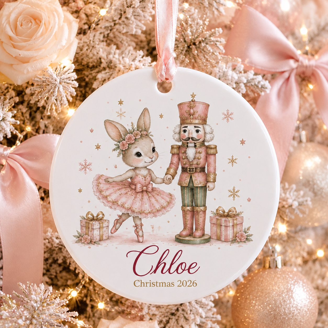 Personalized Nutcracker Ornament, Custom Name Bunny Ballerina Ceramic Ornament, Girl Christmas Keepsake, Daughter Gift 2026