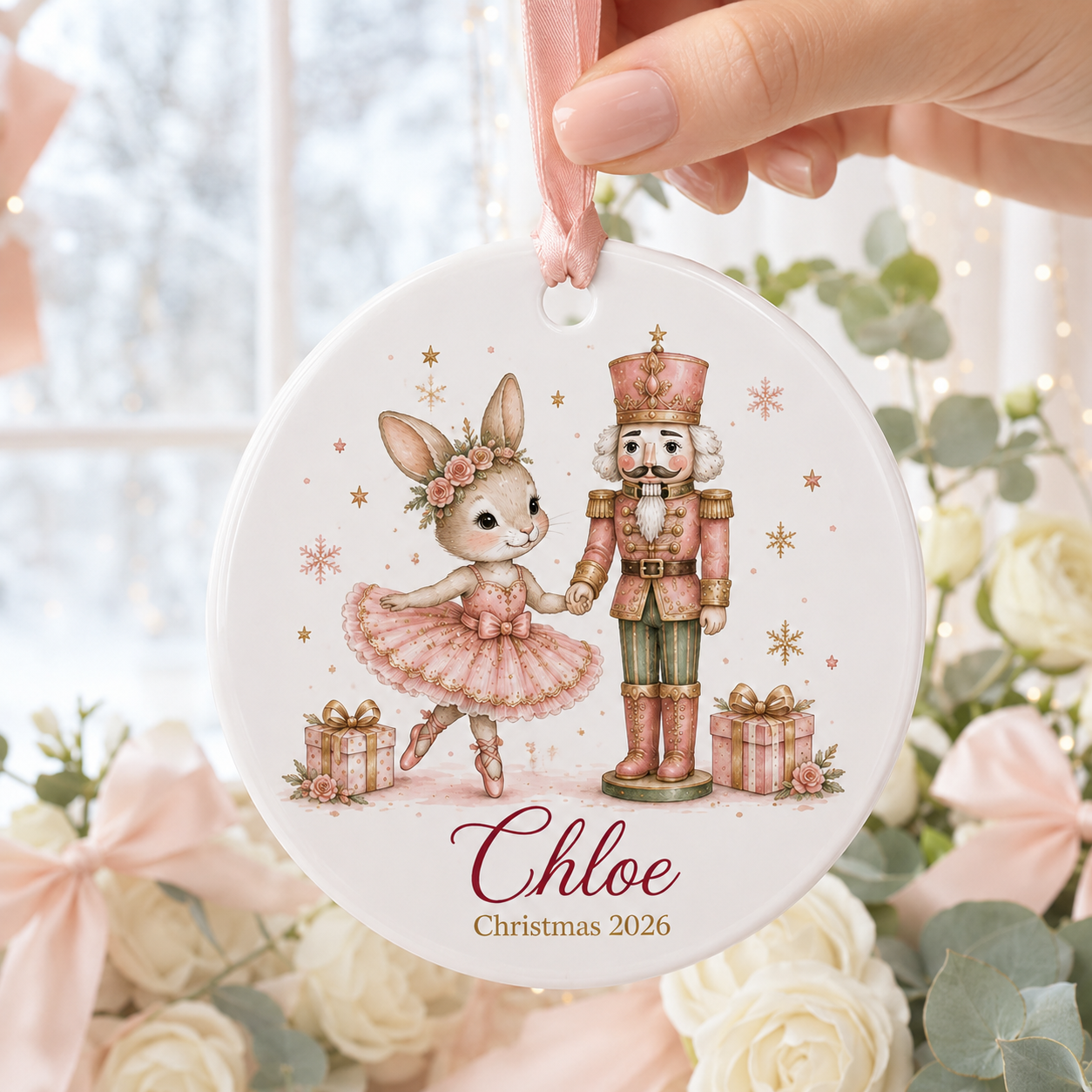 Personalized Nutcracker Ornament, Custom Name Bunny Ballerina Ceramic Ornament, Girl Christmas Keepsake, Daughter Gift 2026