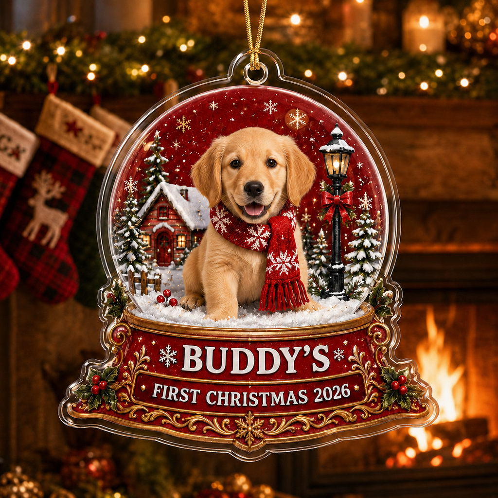 Custom Pet's First Christmas Ornament, Pet Photo Ornament, Dog's 1st Christmas Ornament, Puppy Ornament