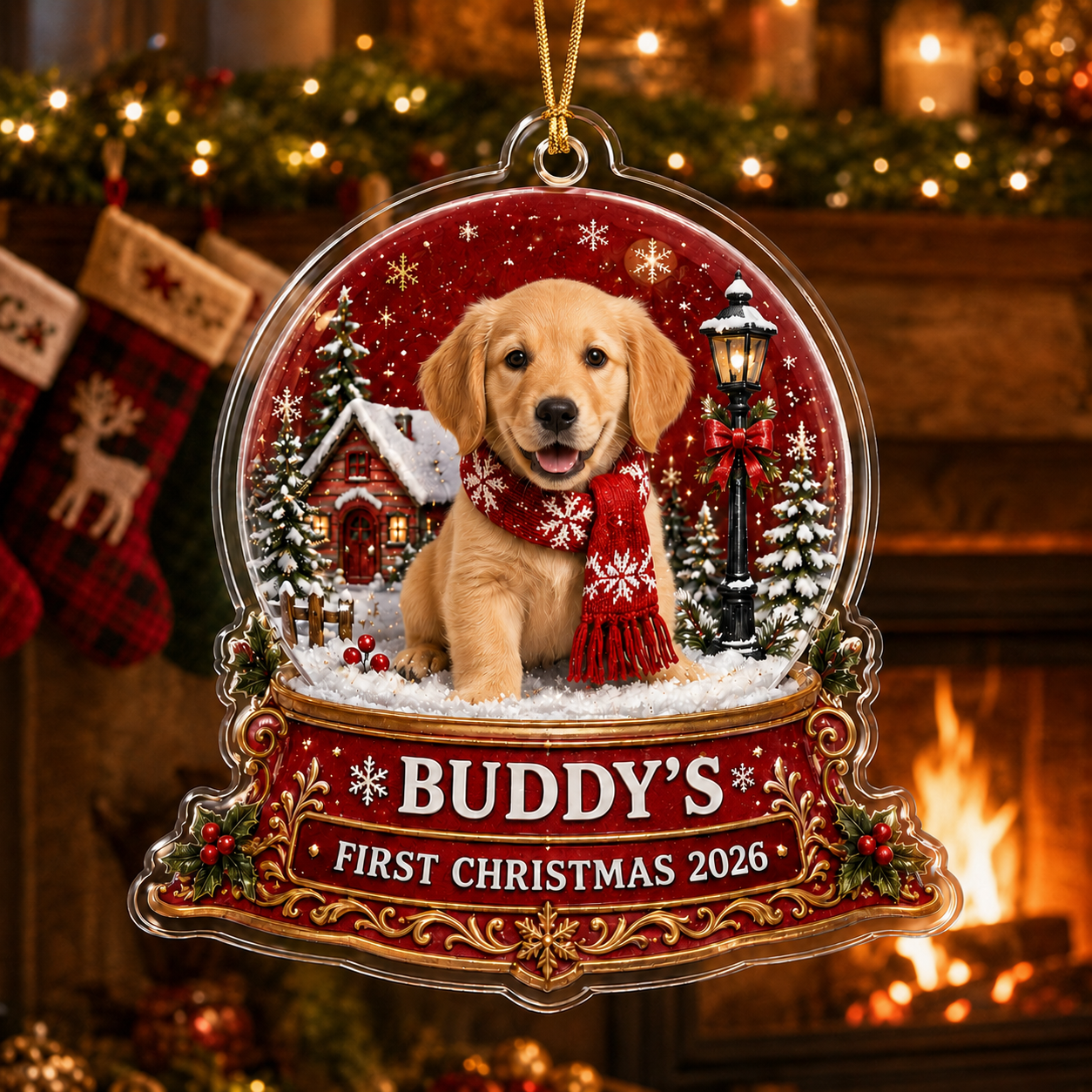 Custom Pet's First Christmas Ornament, Pet Photo Ornament, Dog's 1st Christmas Ornament, Puppy Ornament