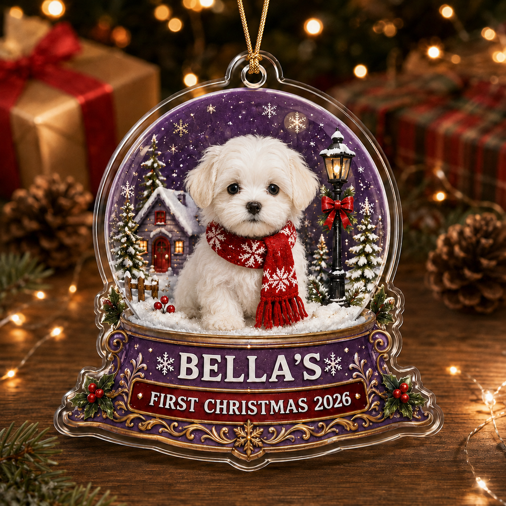 Custom Pet's First Christmas Ornament, Pet Photo Ornament, Dog's 1st Christmas Ornament, Puppy Ornament
