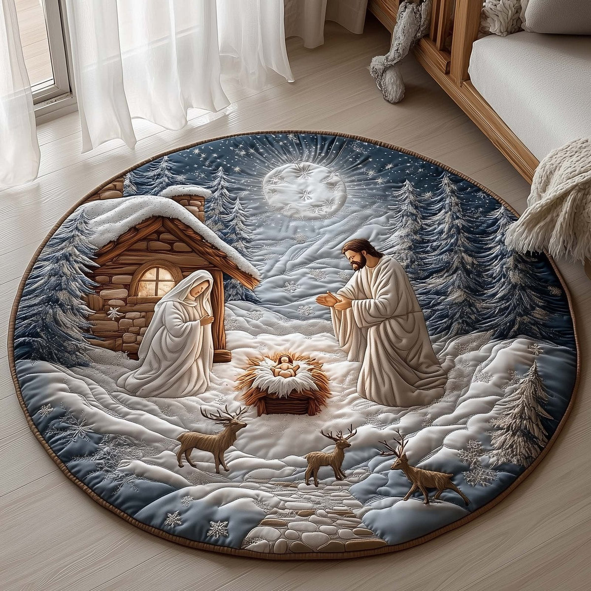 Christian Round Mat Rug - Nature Design | Serene Home Decor (Design 2)