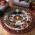 Christmas Bethlehem Round Mat Rug - Seasonal Design | Festive Home Decor