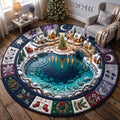 Christmas Pond Round Mat Rug - Seasonal Design | Festive Home Decor
