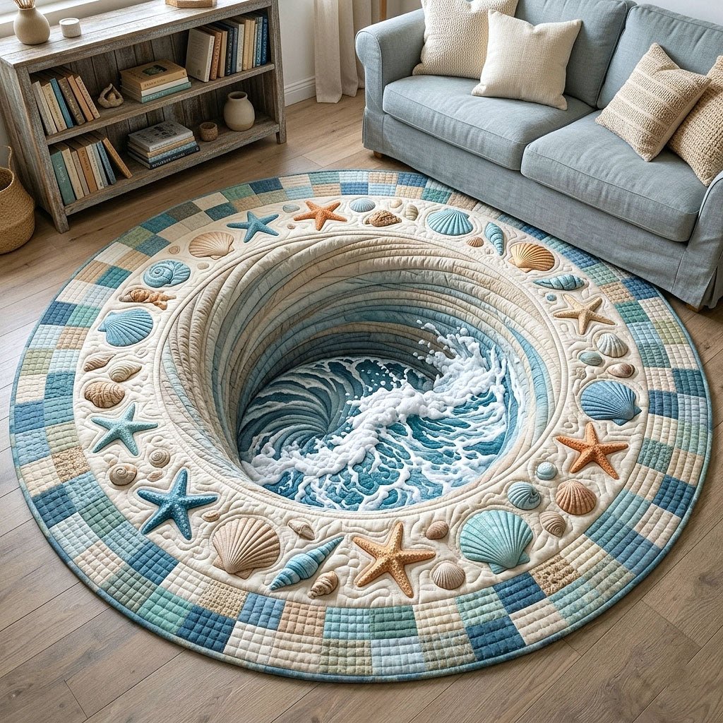 Coastal Whisper Round Mat Rug - Nature Design | Serene Home Decor (Design 8)