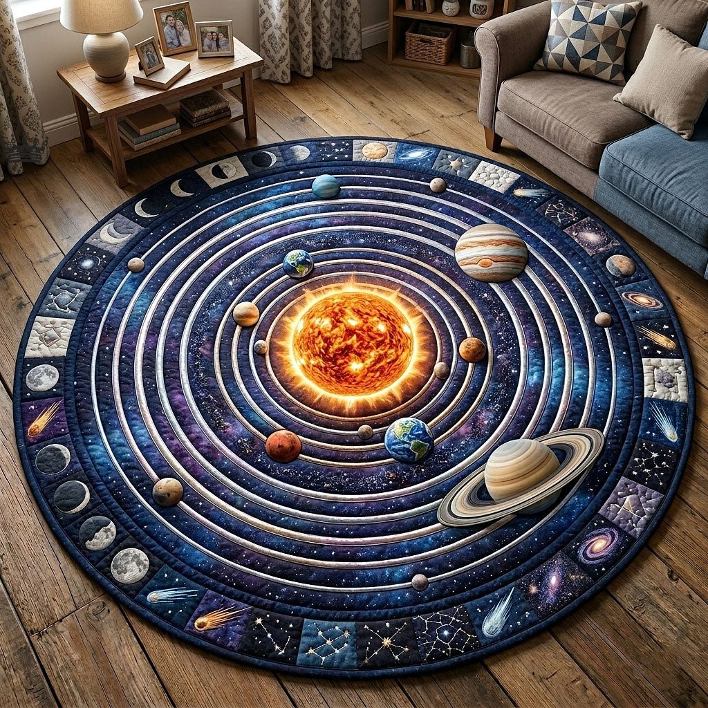 Cosmic Orbit Round Mat Rug - Nature Design | Serene Home Decor (Design 4)