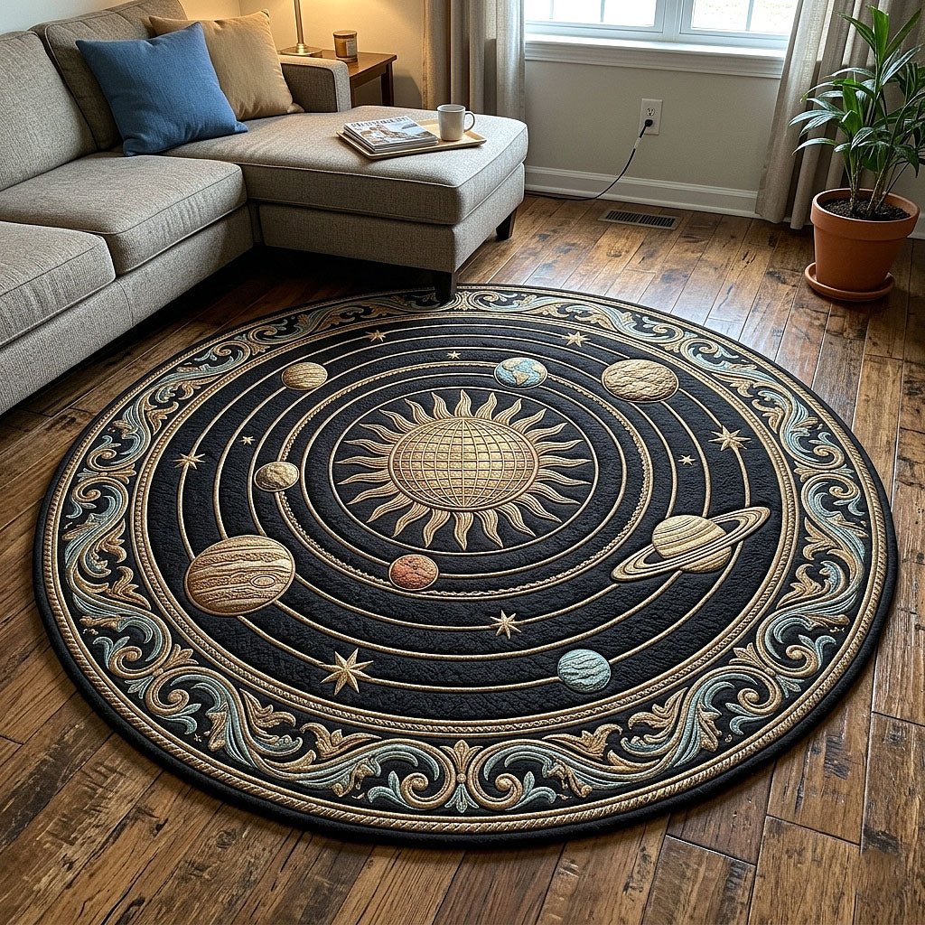 Cosmic Orbit Round Mat Rug - Nature Design | Serene Home Decor (Design 3)